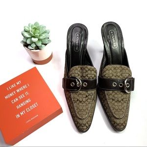 Coach Signature Monogram Slip On Mules Size 7.5